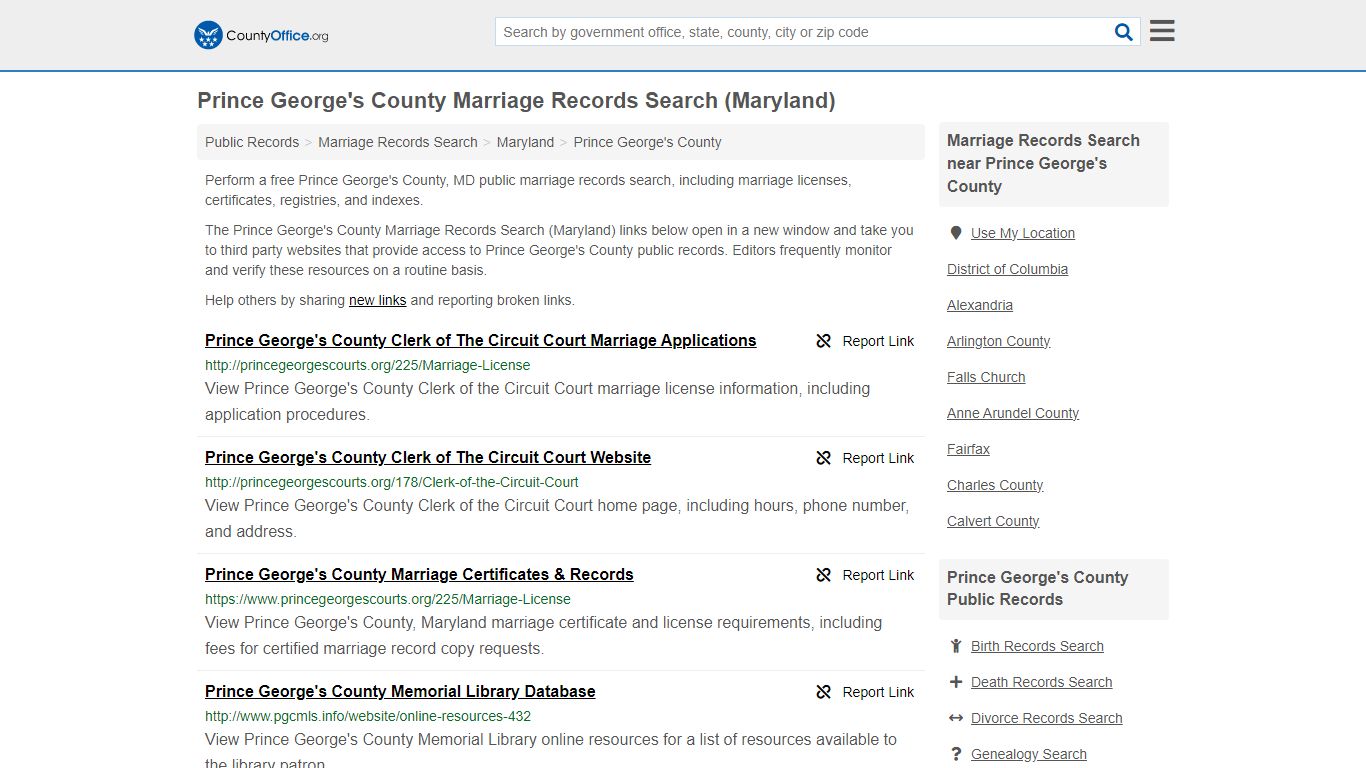 Prince George's County Marriage Records Search (Maryland)